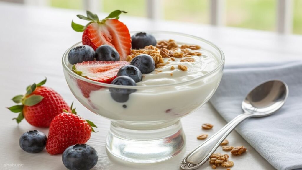 Greek yogurt with berries for gut health and weight loss